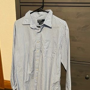 Polo dress shirt, blue/white, 16.5, 34/35